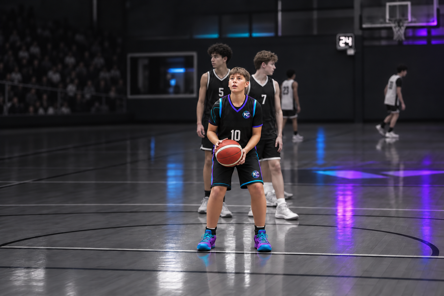 Luca preparing a free throw in a KC creative photo